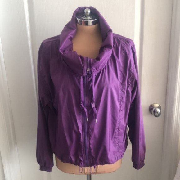 Xersion Cropped Rain Coat Jacket Water Resistant Bright Purple Sz.S-M New - Picture 7 of 11